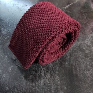 Square Tip Wool Maroon Tie Private Club